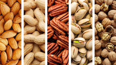 Almonds, Peanuts, Pecans, Pistachios, Walnuts