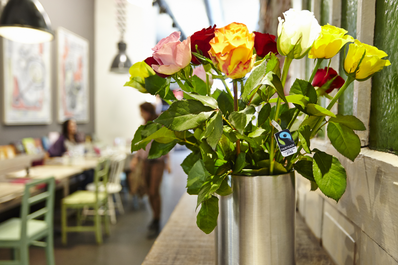 Fairtrade roses in vase