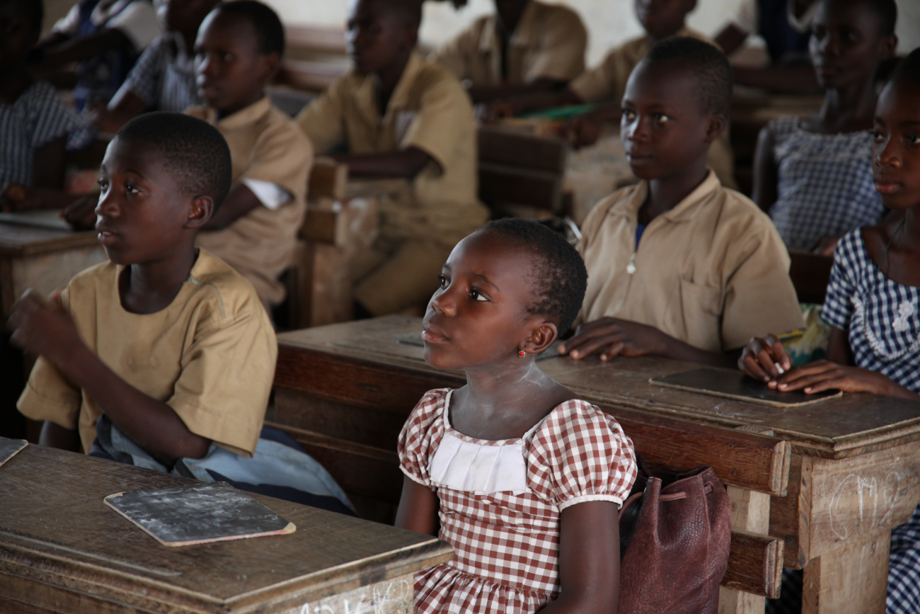 African children sitting in school