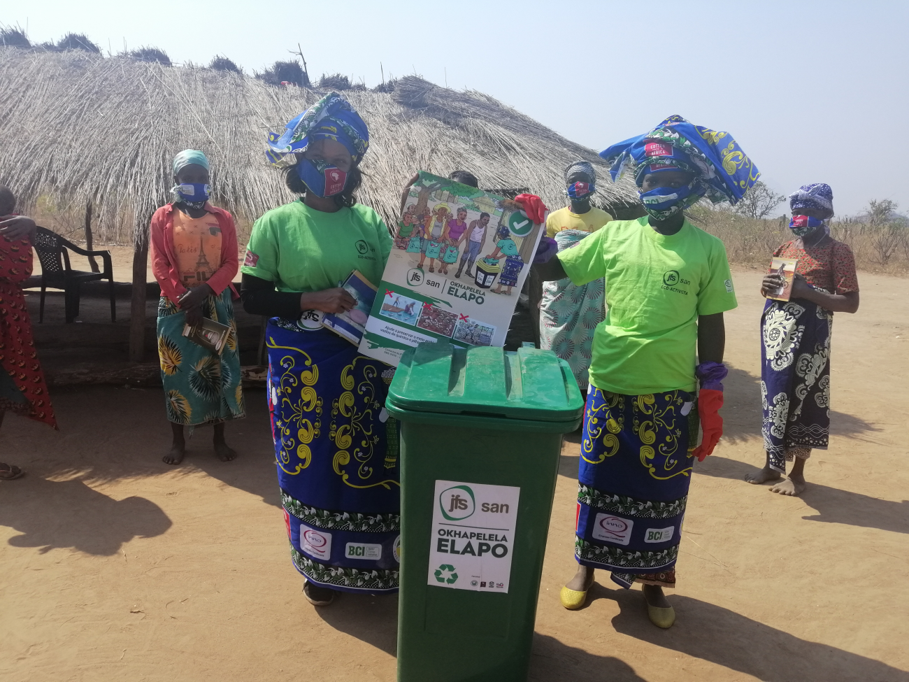 Women with recycle pesticide containers