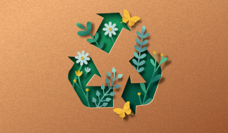 Recycling symbol with flowers